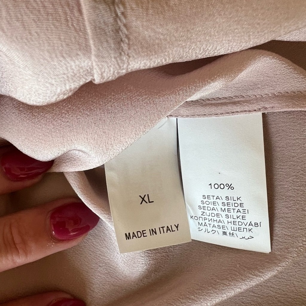 NWT Brunello Cucinelli Pink 100% Silk Top Monilli Bead Detail Size XL $1798