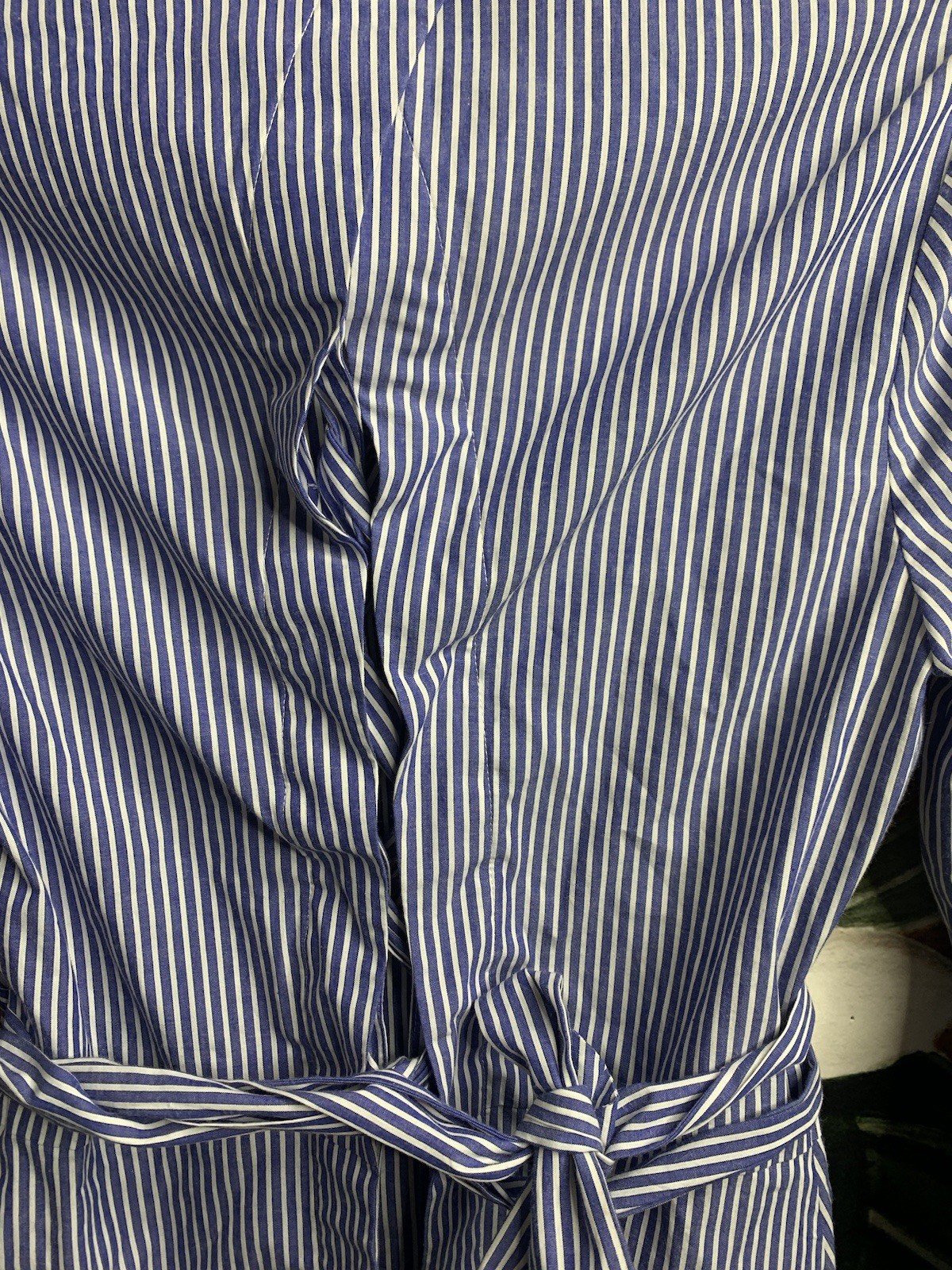 Derek Lam 10 Crosby Small Blue Striped Button Front Tie Waist Long Sleeve Shirt