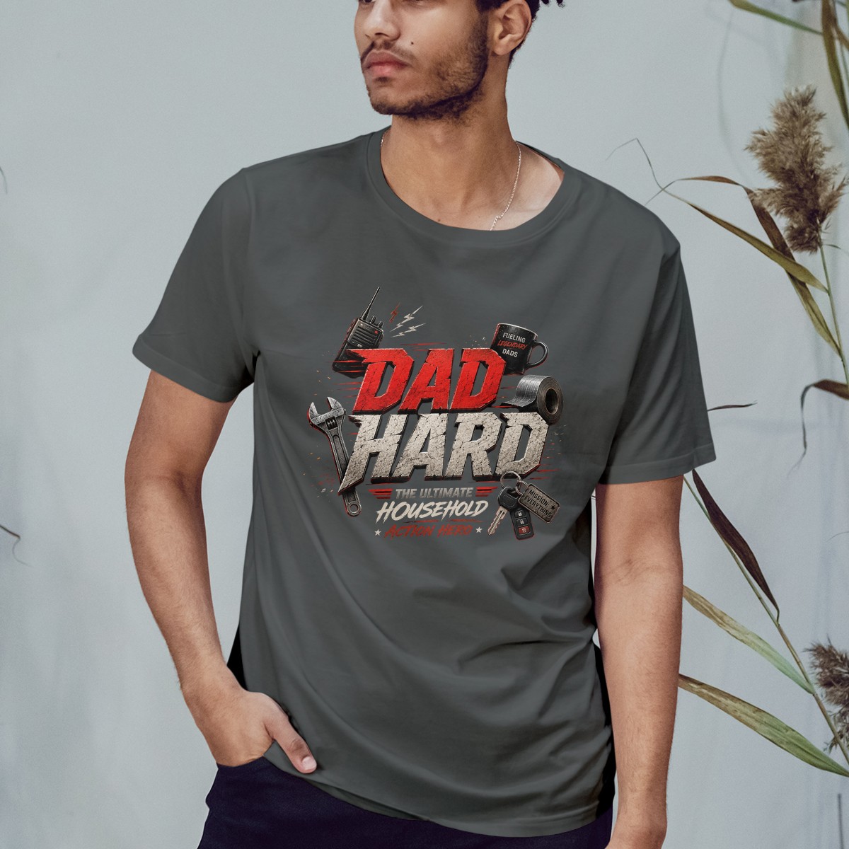Dad Hard The Ultimate Household Mens T-Shirt Action Movie Parody Fatherhood