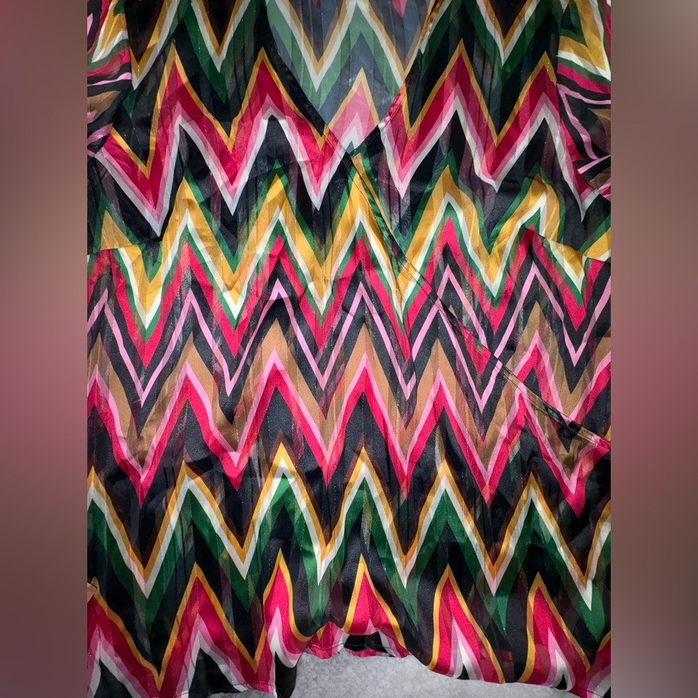 (A4) I.N.C. International Concepts Sheer Chevron Wrap Blouse XXL Colorful Zigzag