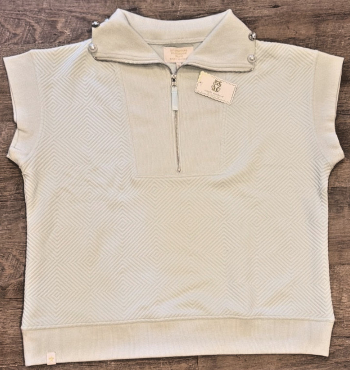 Simply Southern Womens XL NWT Quarter Zip Pullover Top Quilted Pearl Bling