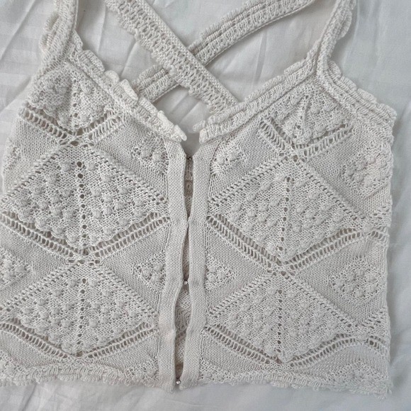 Y Studio Ivory Crochet Knit Hook Front Tank Top XS