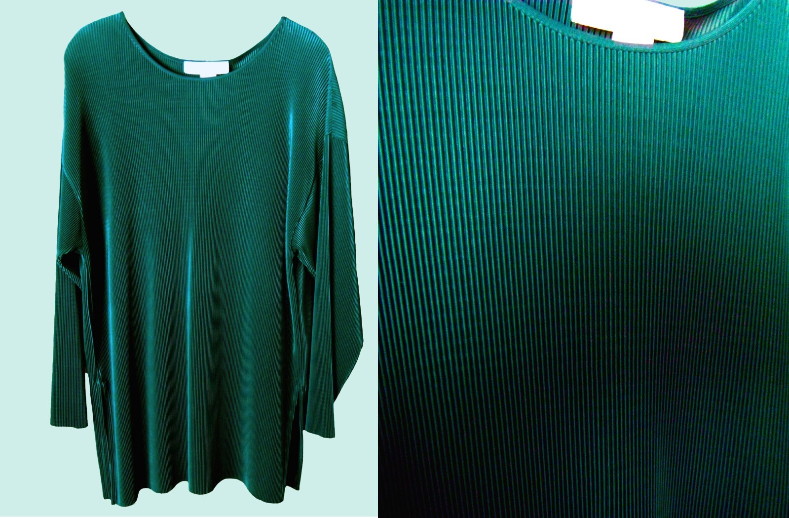 TEAL GREEN PLEATED TUNIC BY THE LIMITED, NWT, BUST ABOUT 44+”, SIZE S, RET. $49
