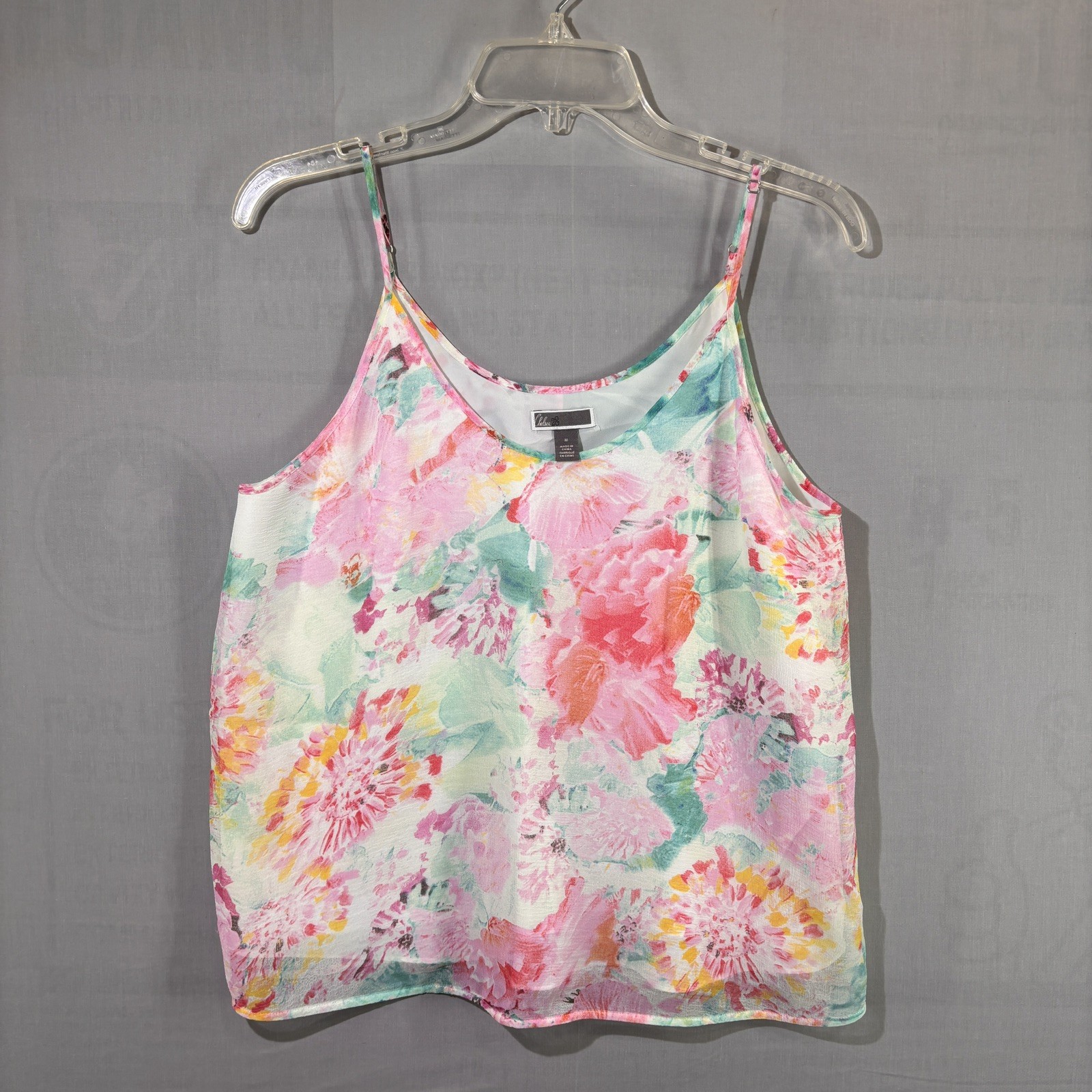 Chelsea 28 Floral Tank Top With Adjustable Straps Size Medium Lightweight