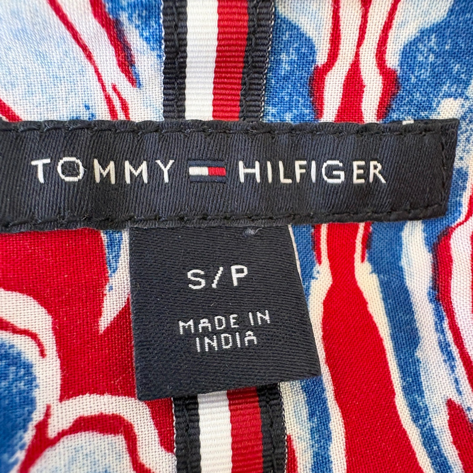 Tommy Hilfiger Button Down Tropical Floral Print, Womens Small Red Blue