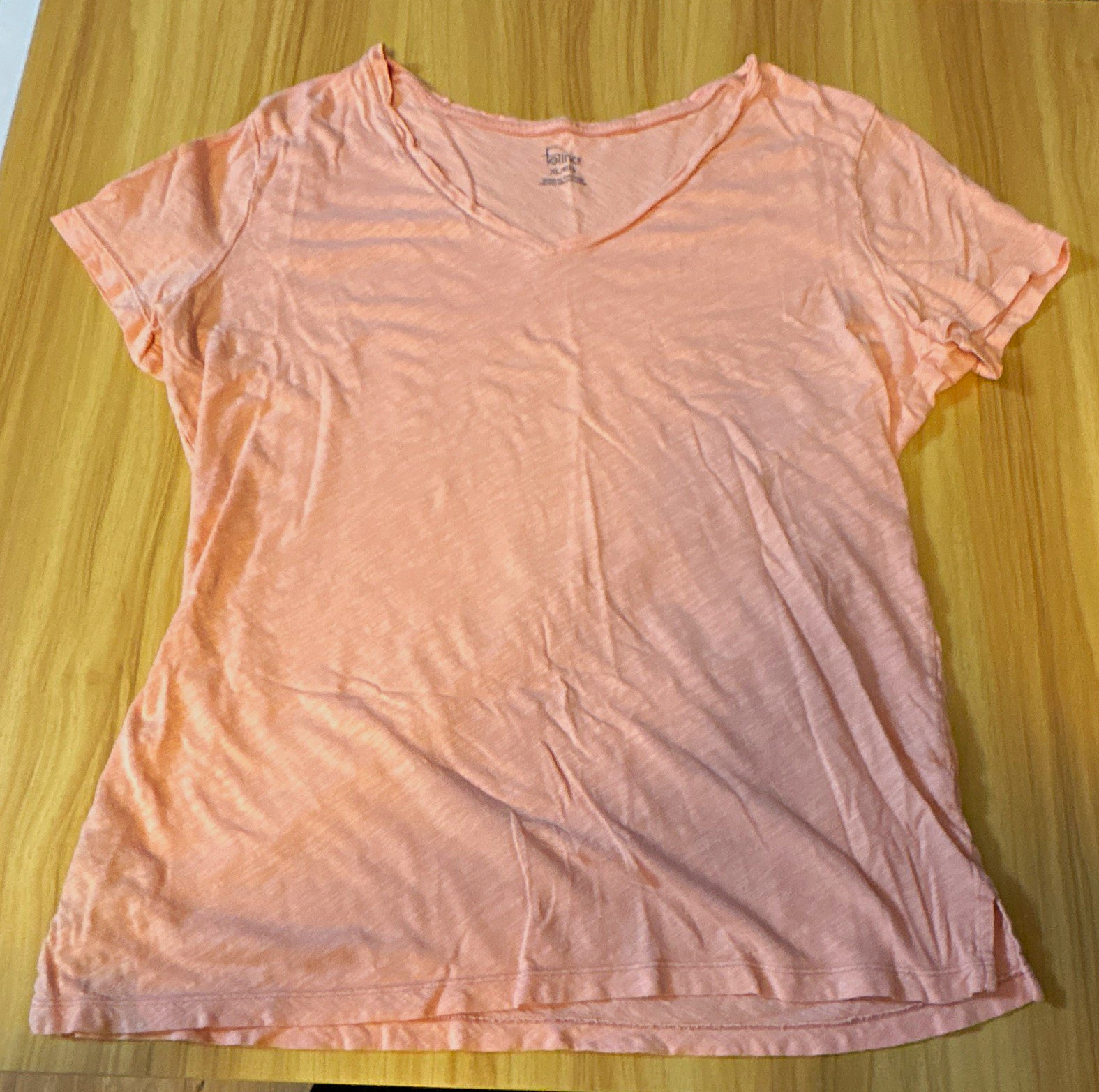 Felina Women’s XL Pink Solid V-Neck Short Sleeve Knit Cotton Modal T-Shirt