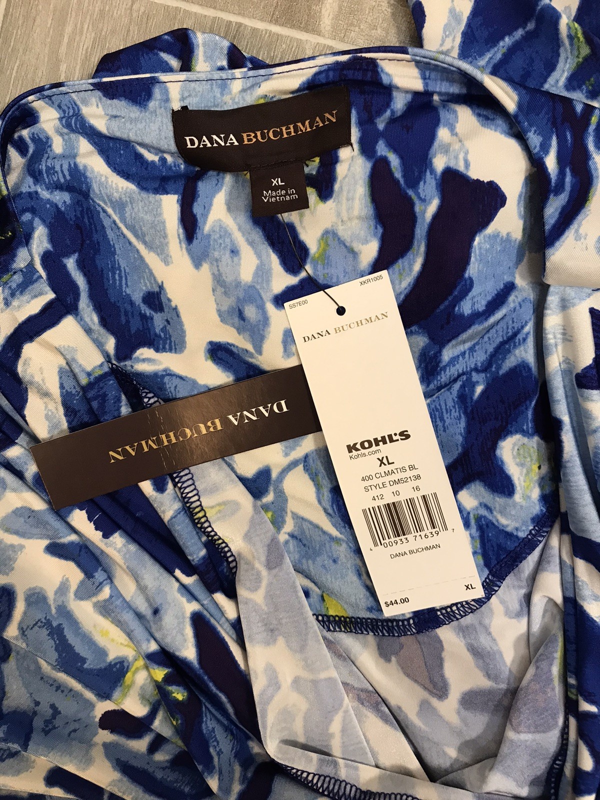 Dana Buchman XL Top Stretch NWT $44 Ruched Draped Blouse Hem Side Tie Cinched