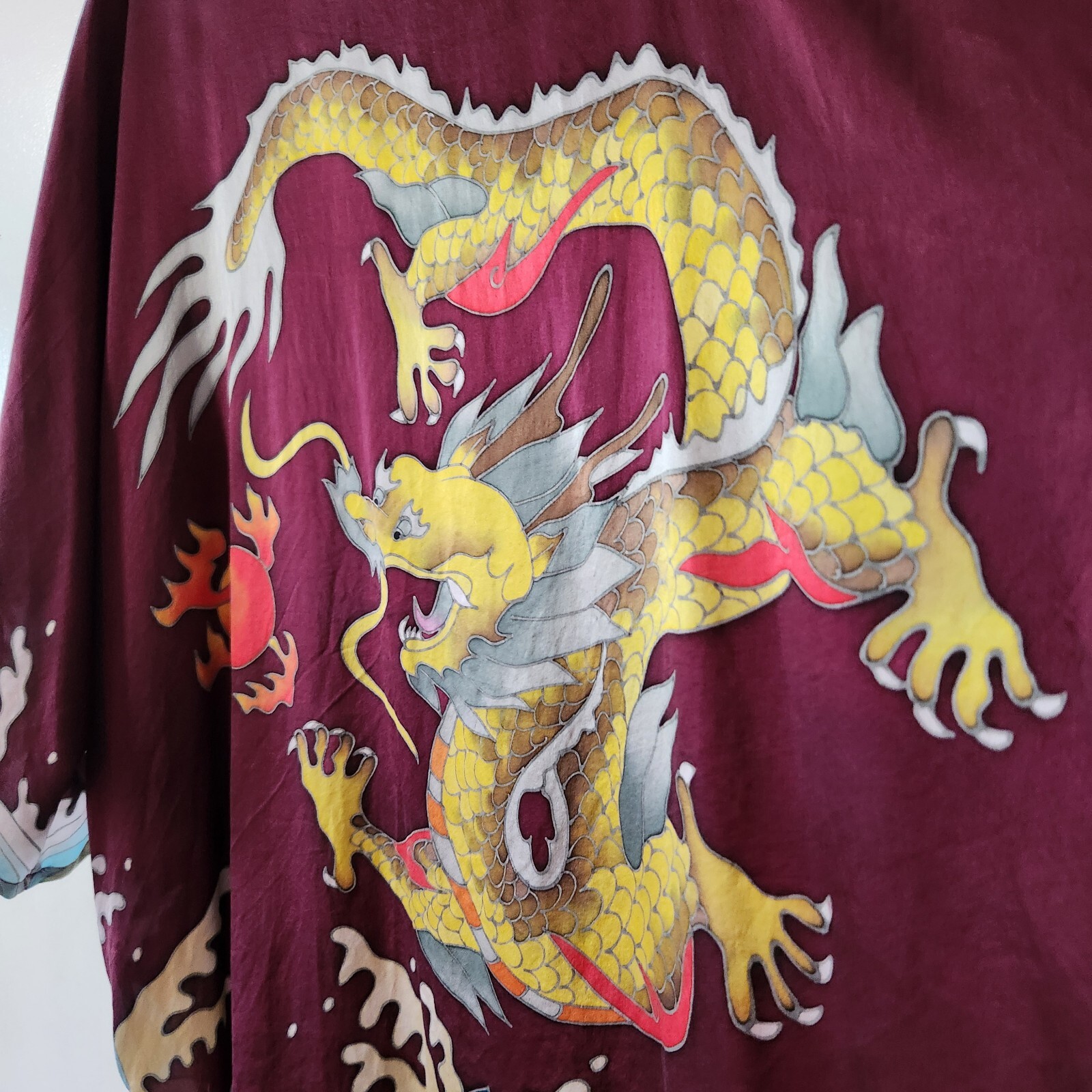 Vintage Yi Jum Silk Dragon Tunic Y2K Top Womens XL Sandwashed Year Of Dragon 🐲