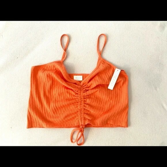 Abound stripped Orange Ruched Front Strappy Crop Top size large