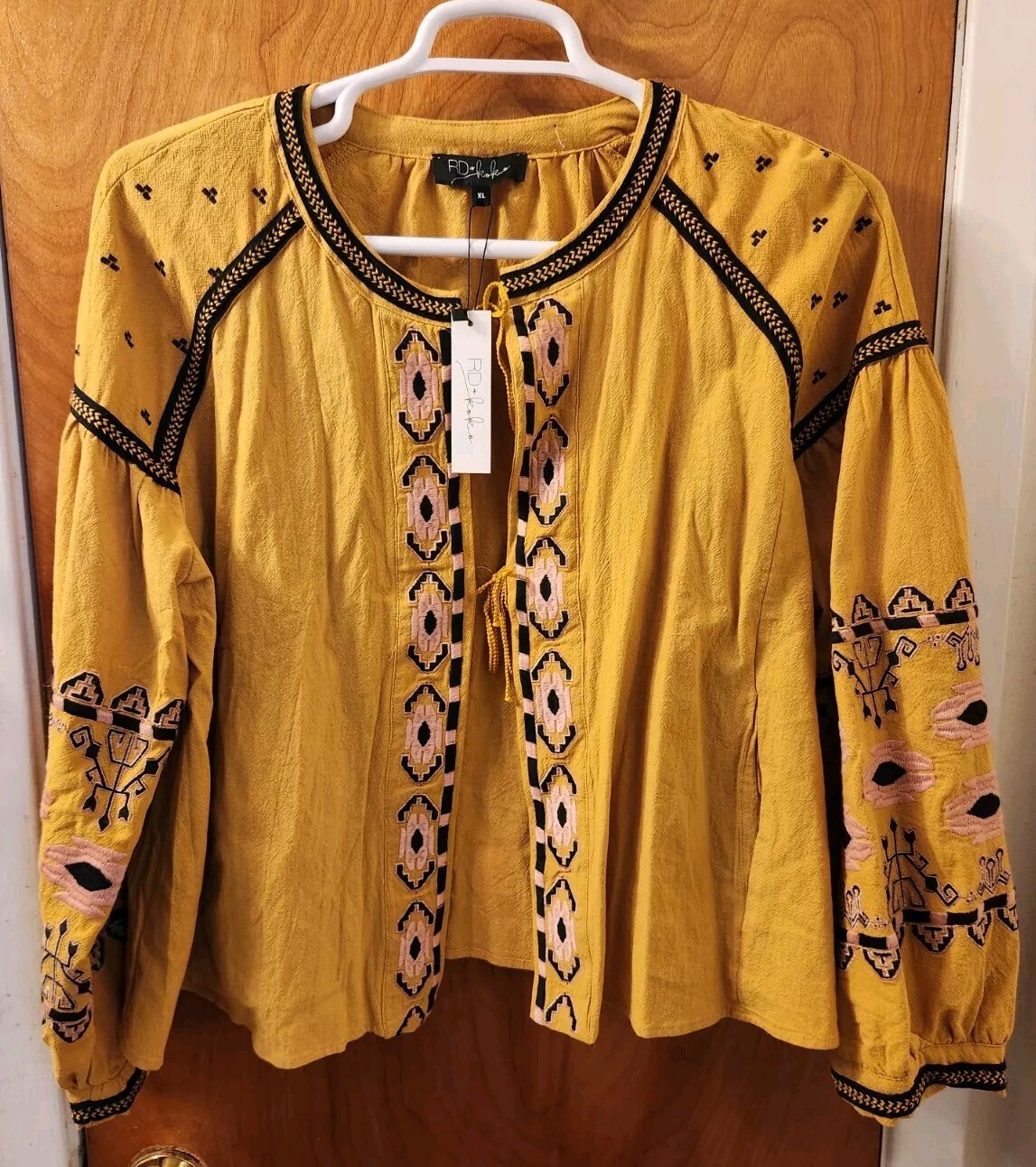 RD & Koko Embroidered Balloon Sleeve Jacket Peasant Blouse NWT Size XL