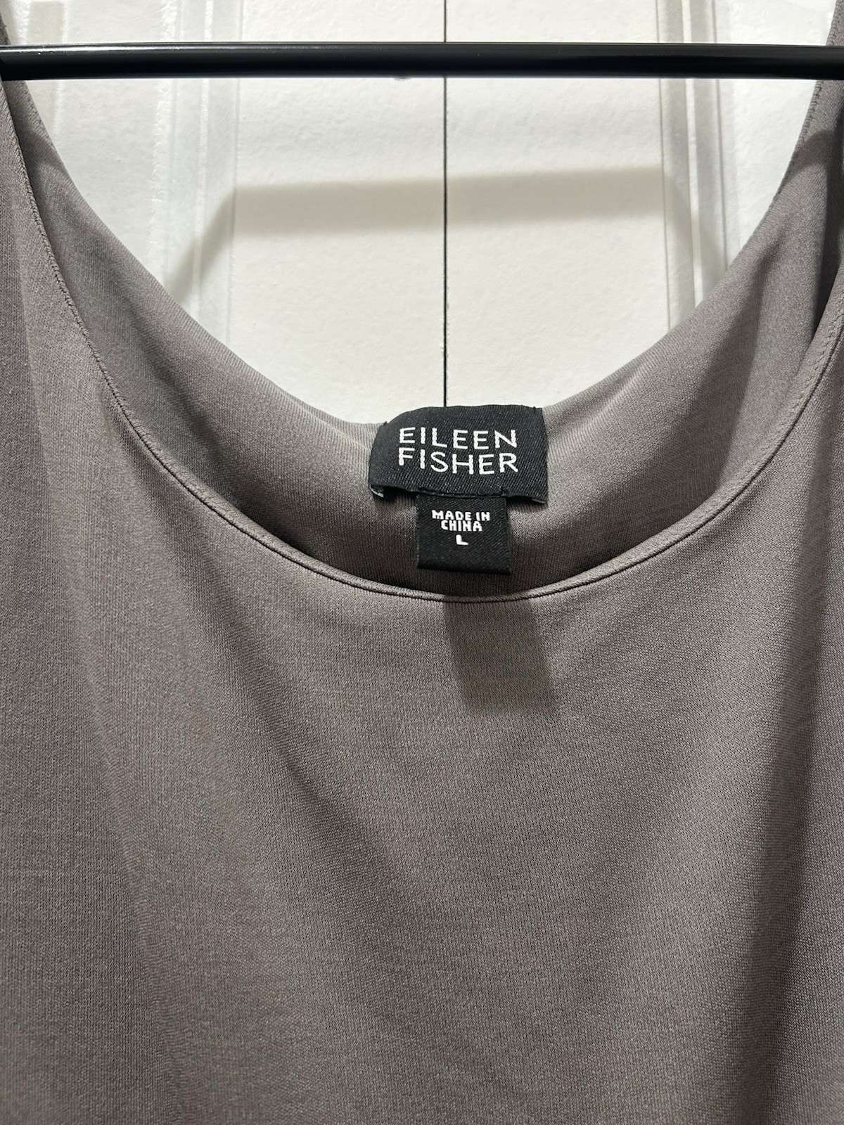 Eileen Fisher Women’s Gray Taupe 100% Silk Knit Scoop Neck Sleeveless Tank Top L