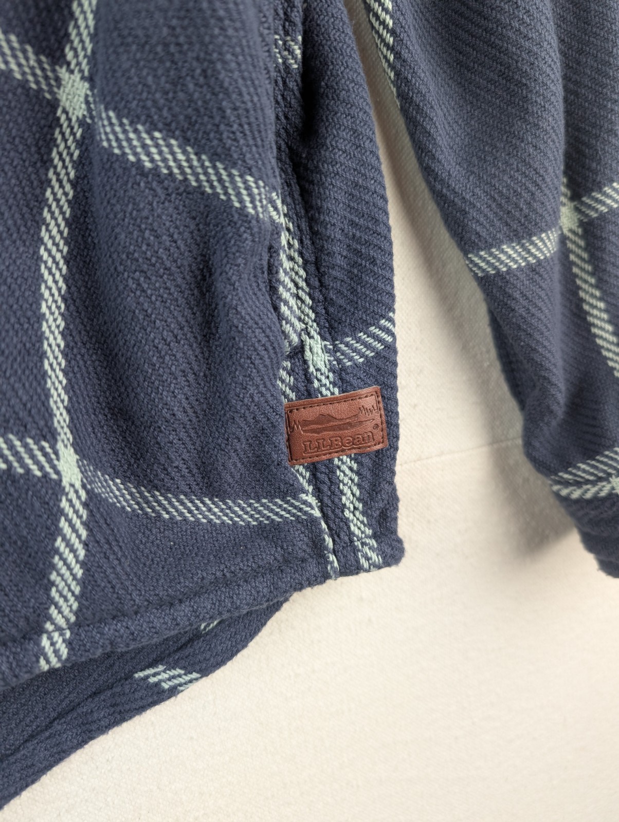 L.L.Bean 1912 Overshirt Jacket Womens XL Extra Large Blue Plaid Cotton Shacket