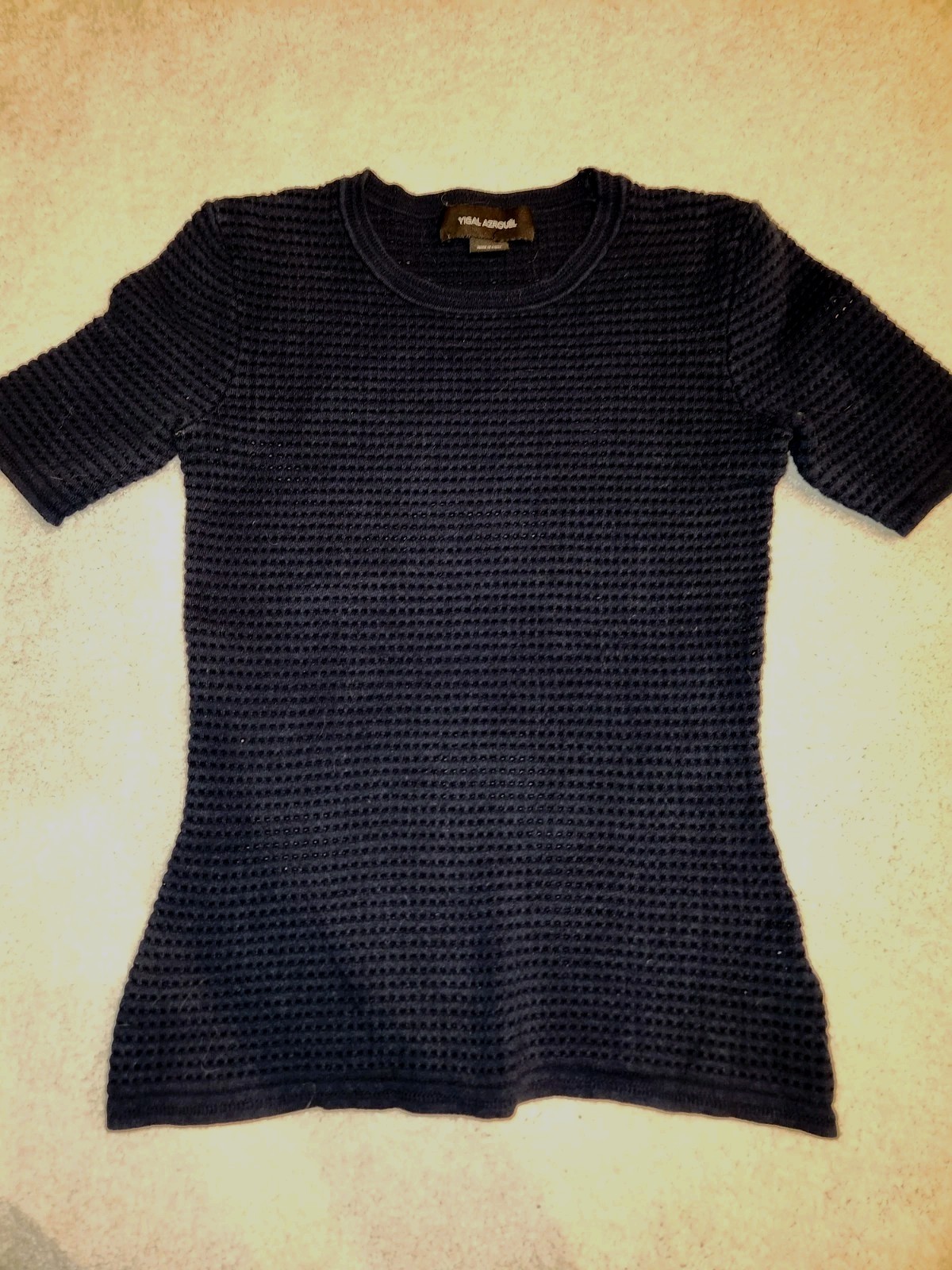 Yigal Azrouel Navy Top Knit Square Block Size Small