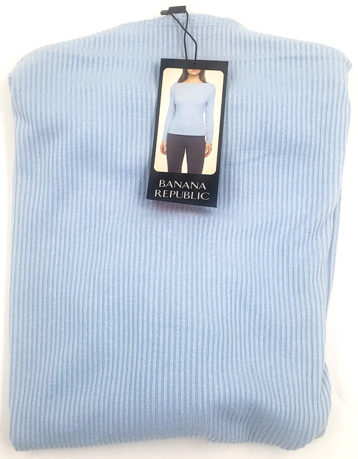 BANANA REPUBLIC long sleeve SOFT RIBBED Boat Neck TOP KNIT SHIRT BLUE M, L, XL