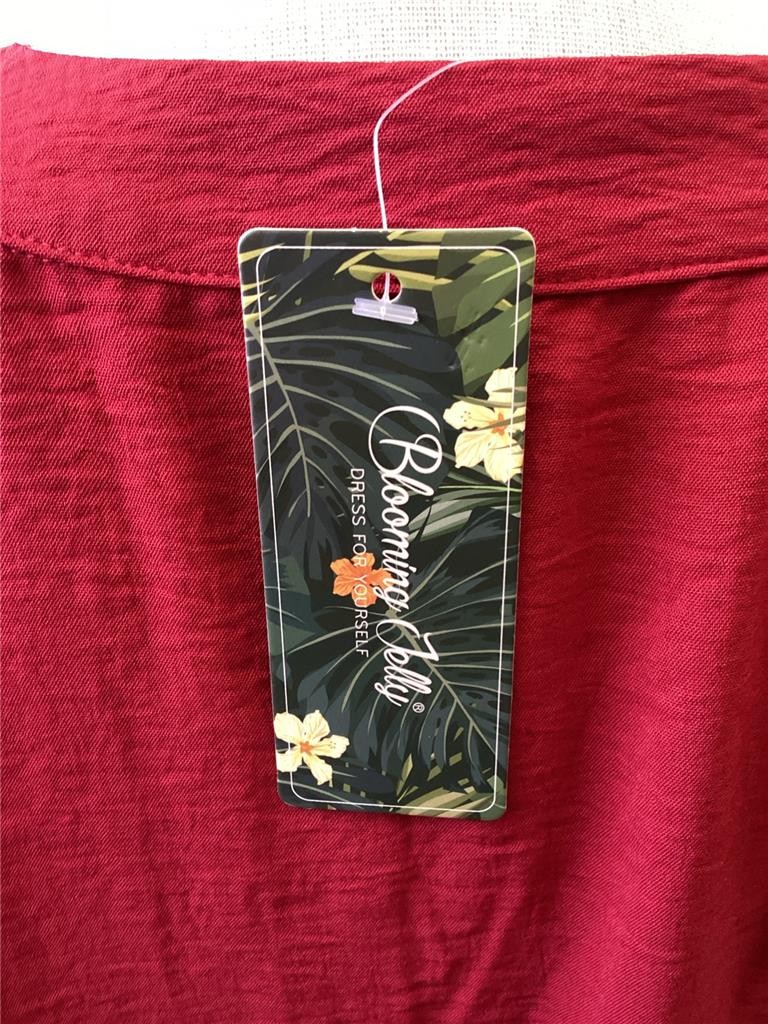 ++ Blooming Jelly Women’s Long Sleeve Blouse V-Neck Work Top Red LARGE NEW