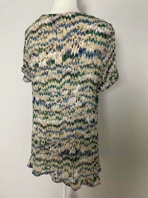 Sunny Taylor Petite Women Button Down Blouse Size PXL Tie V Neck Crinkle Pleated
