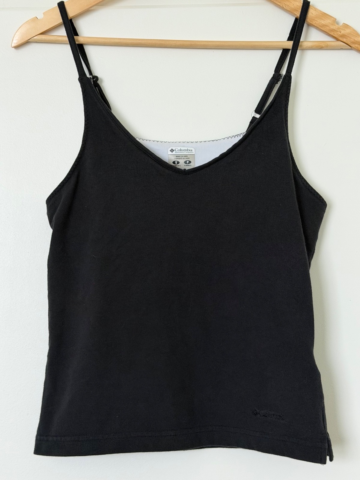 Columbia Black Shelf Bra Cami Tank Top Women’s Small Adjustable Straps Stretch