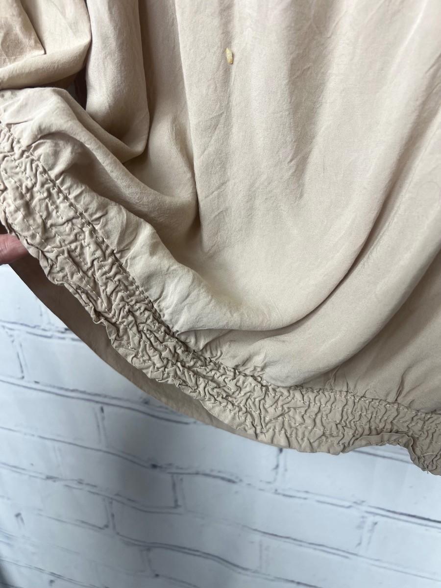 Umgee Boho Crochet Lace Trim Peasant Top Women’s Medium Beige
