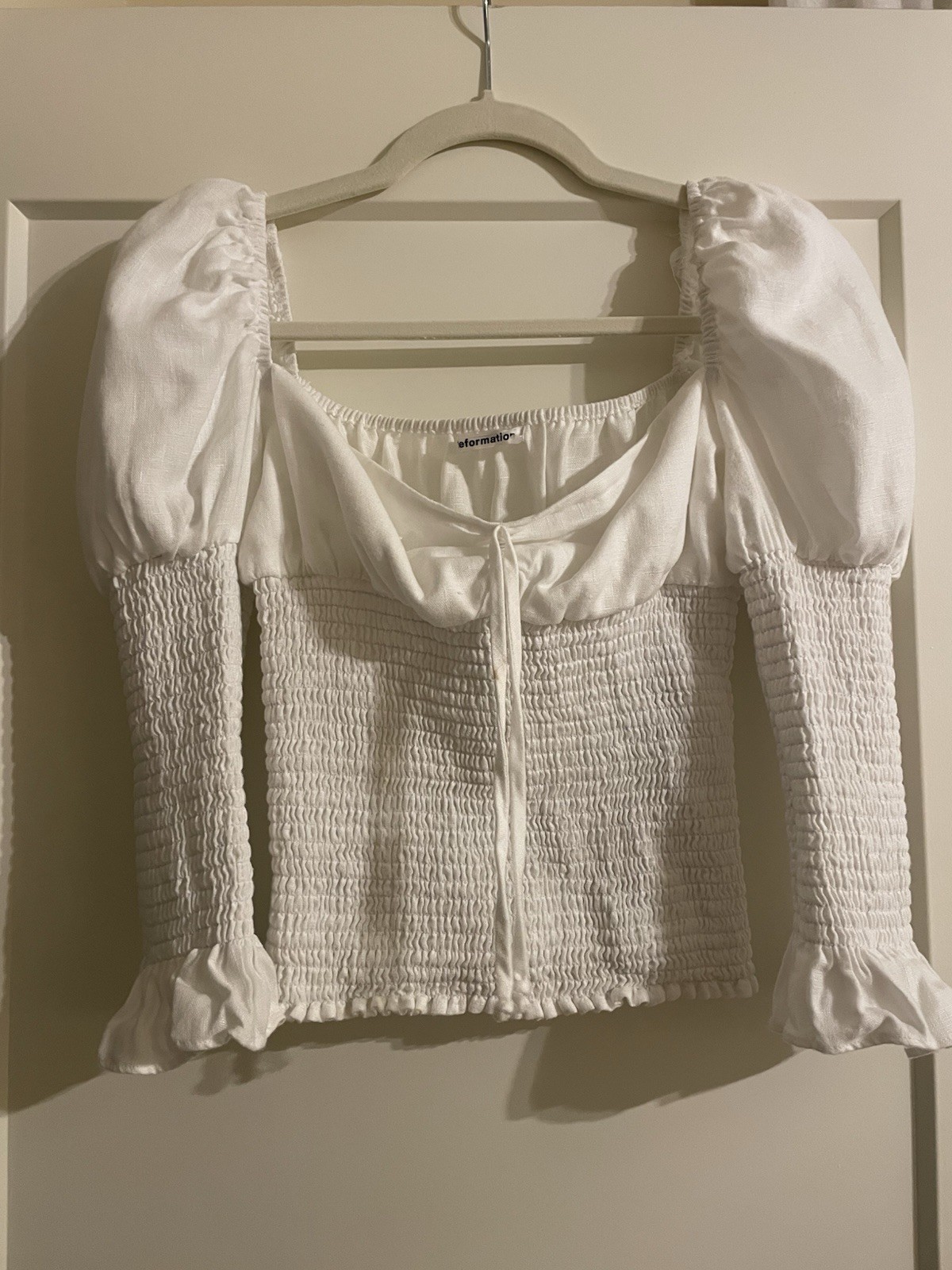 Reformation White Linen Haven Top/ S