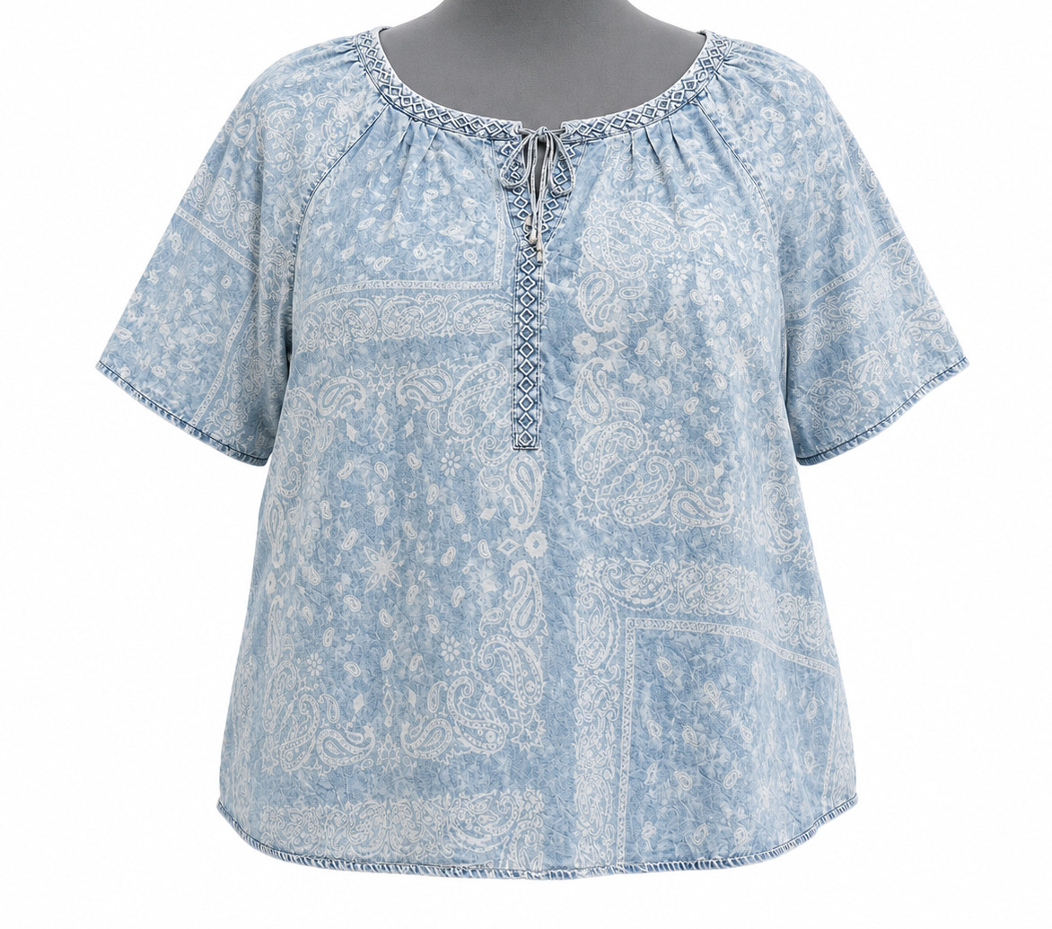 VINTAGE AMERICA BLUES Womens Top L Blue Raglan sleeve Lyocell Excellent