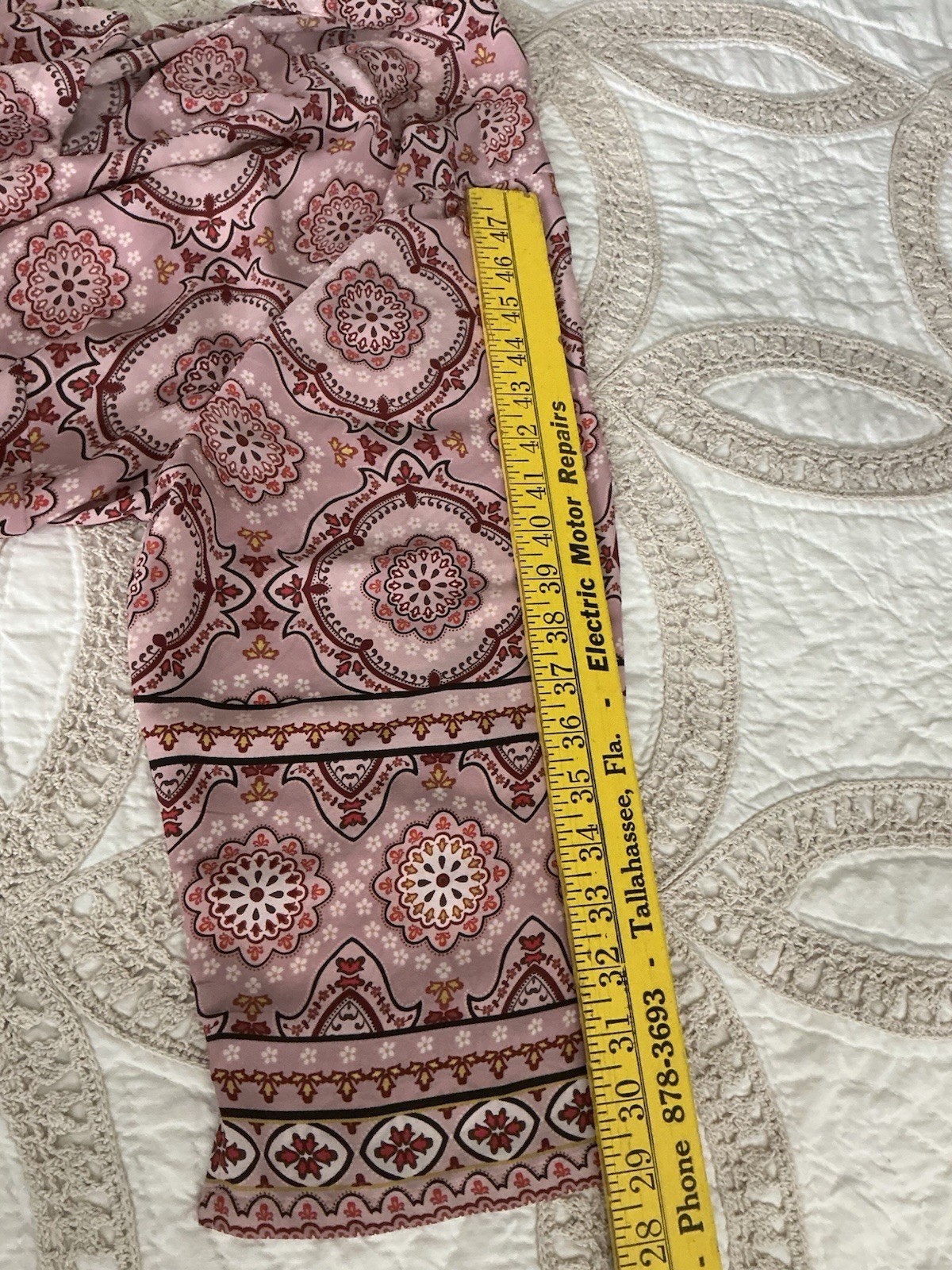 Violet & Claire Tunic Blouse (3X) Beige Brown Pink 3/4 Sleeve, Slits Easy Care