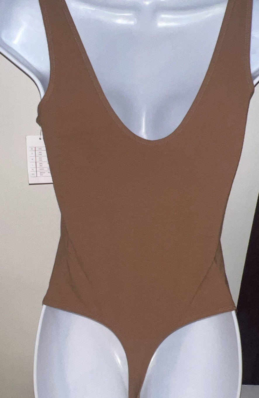 Auden Women’s Cotton Stretch Tank Bodysuit Brown Size Small New