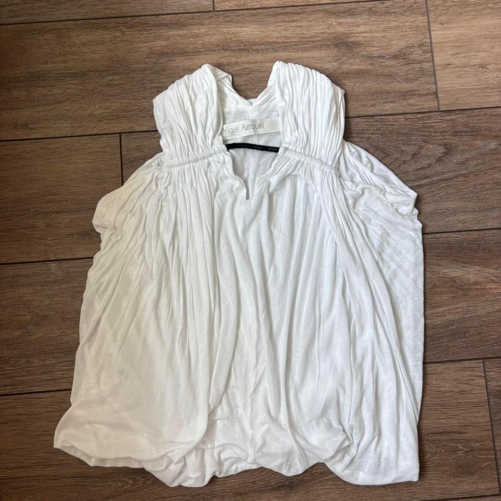 White Yigal Azrouel draped billowy silky knit sleeveless top size 2