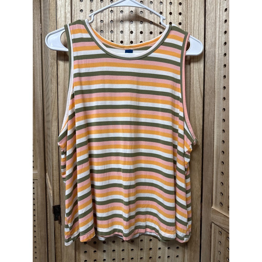 Old Navy Striped Tank Top Pink Orange Green Pink White Large