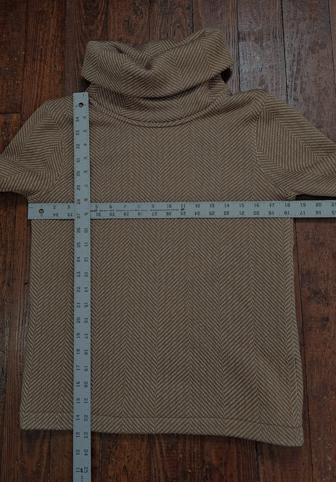 J Crew Women Top Turtleneck Brown Ivory Long Sleeves Polyester Small