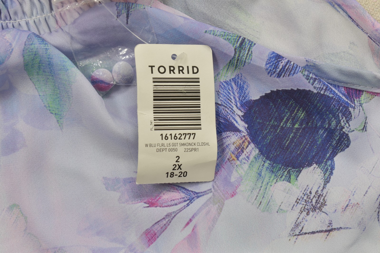 Torrid Plus Size 2 2X 18-20 Floral Cold Shoulder Mock Smock Neck Blouse Top NWT