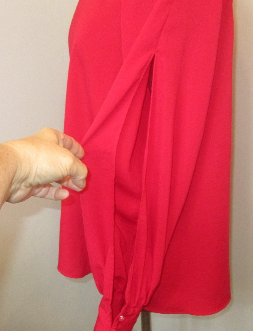 Maurices Red Cold Shoulder Sleeve Top Womens Size XL Chest 46 Long Sl 302-34948