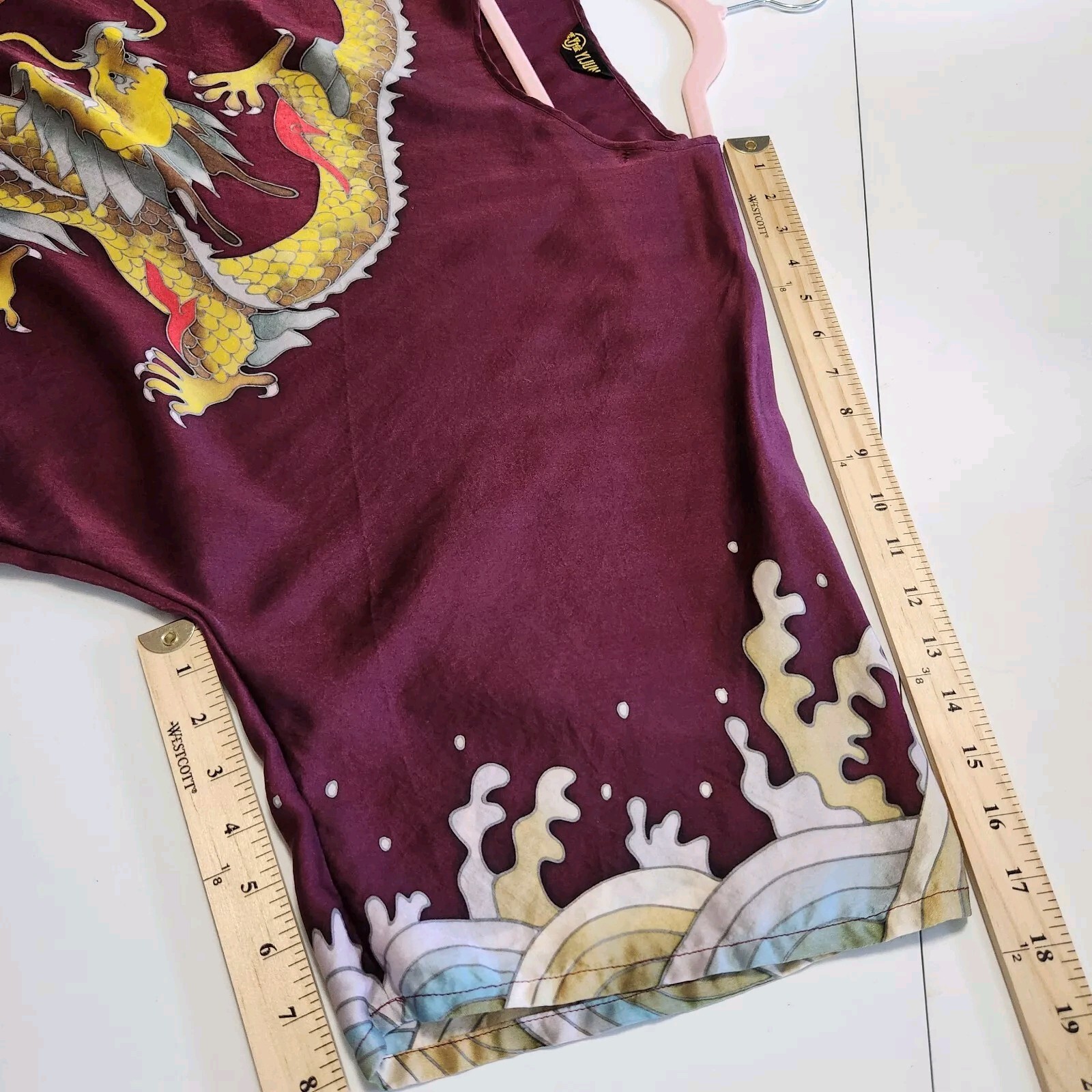 Vintage Yi Jum Silk Dragon Tunic Y2K Top Womens XL Sandwashed Year Of Dragon 🐲