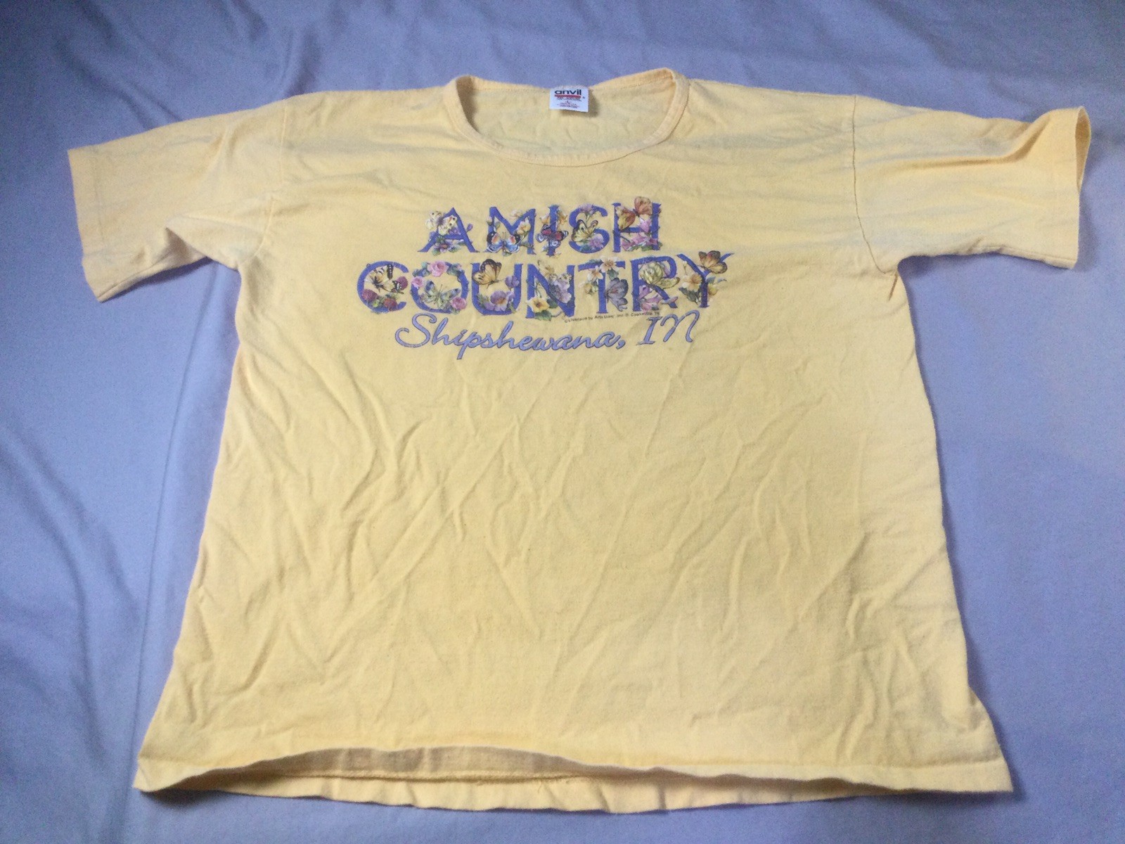 Vintage Usa Made Amish Country Tshirt Creamsicle shirt Anvil Lg Shipshewana IN