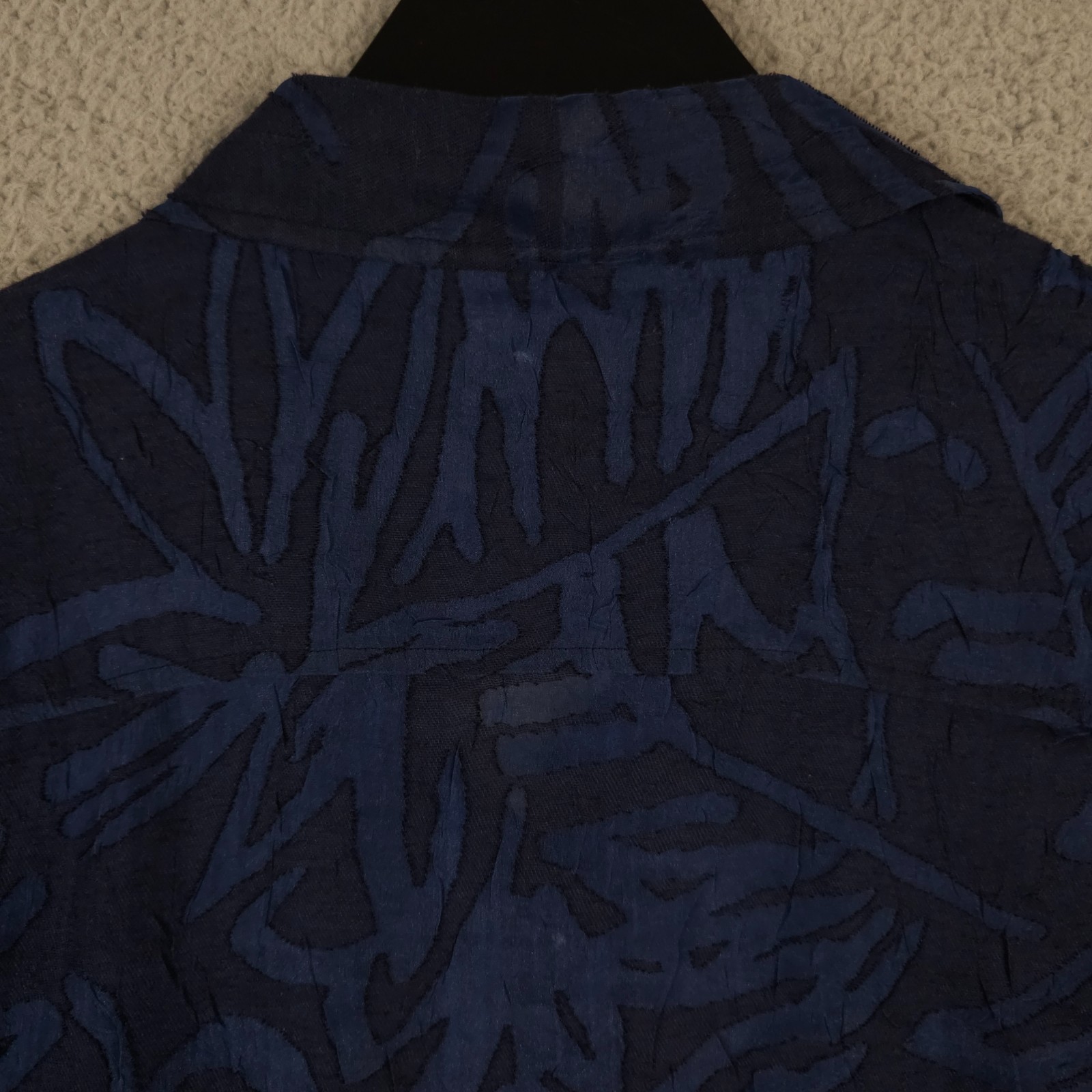 Chicos Shirt Womens 3 US XL Blue Floral Sheer Long Sleeve Button Up Linen Blend