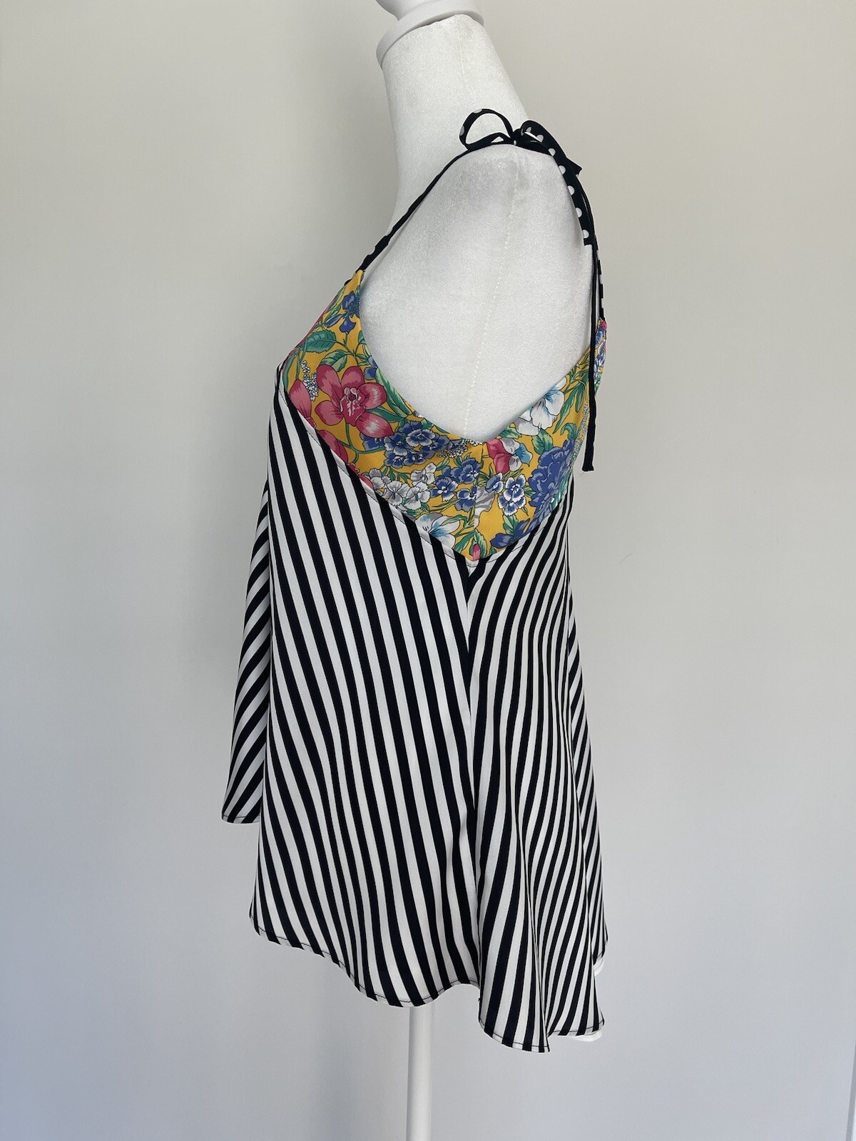 Aquazzura x Racil Designer Striped V-Neck Tie-Shoulder Tank Sz 38 Or 6 MSRP $500
