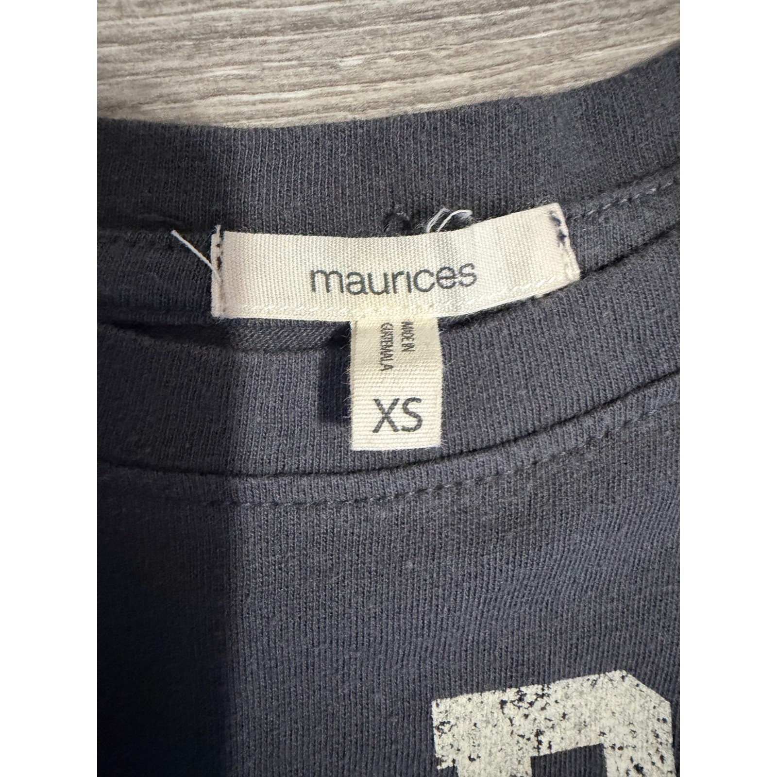 Maurices Womens T-Shirt XS Paris Sport Club Tennis Graphic Charcoal Grey Boxy