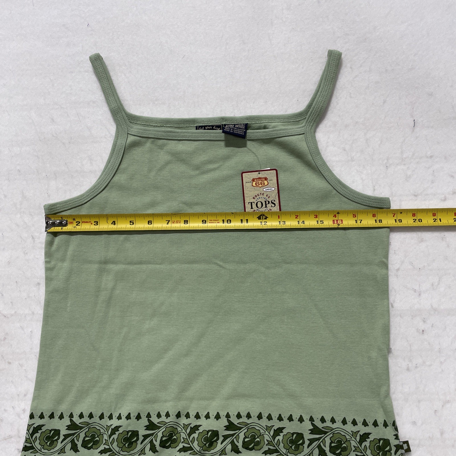 NWT Route 66 Top Womens Extra Large Green Cami Floral Border