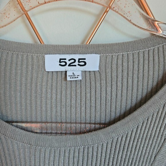 Revolve, 525 America Gray Layered Cut Out Ribbed Wrap Sweater Shirt Size Large