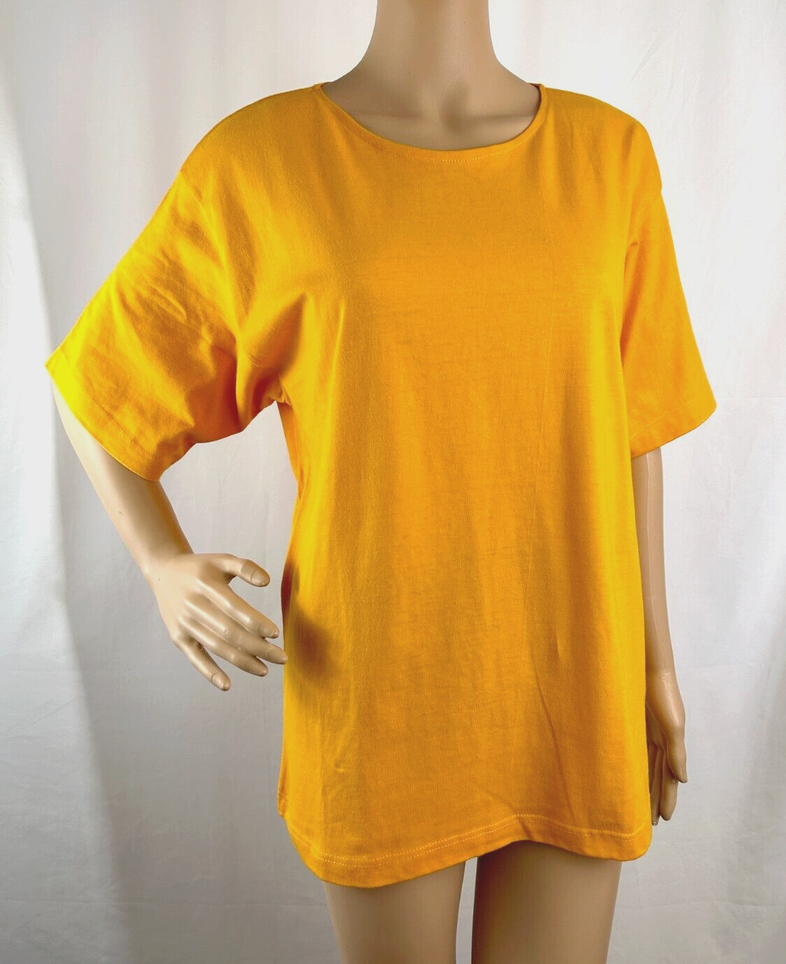 Vintage Women’s W.I.P. Made in Greece T-Shirt, Bright Yellow Orange, Size Medium