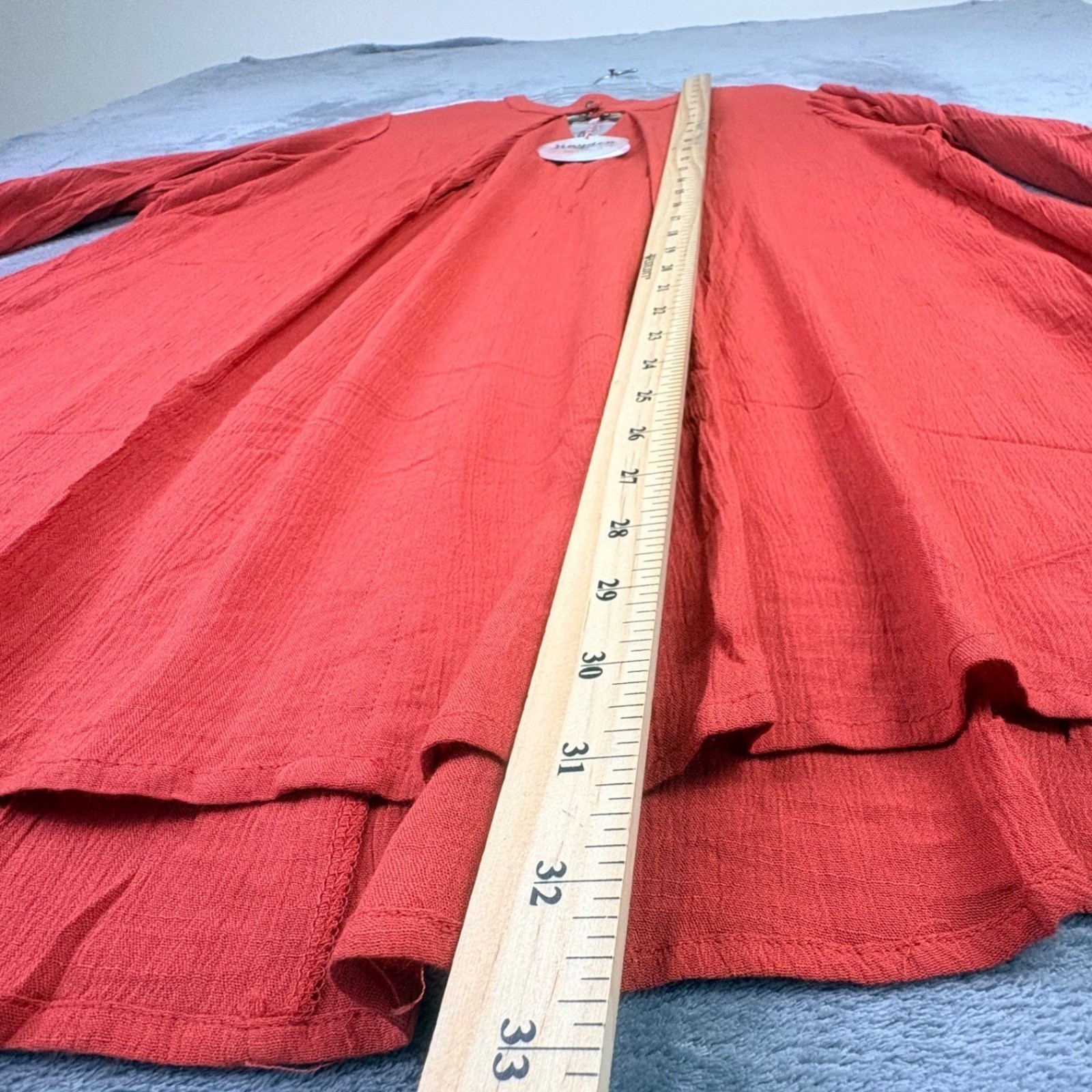 Hayden S Orange Tunic Blouse Lace Back Crochet Trim Boho Peasant Oversized NWT
