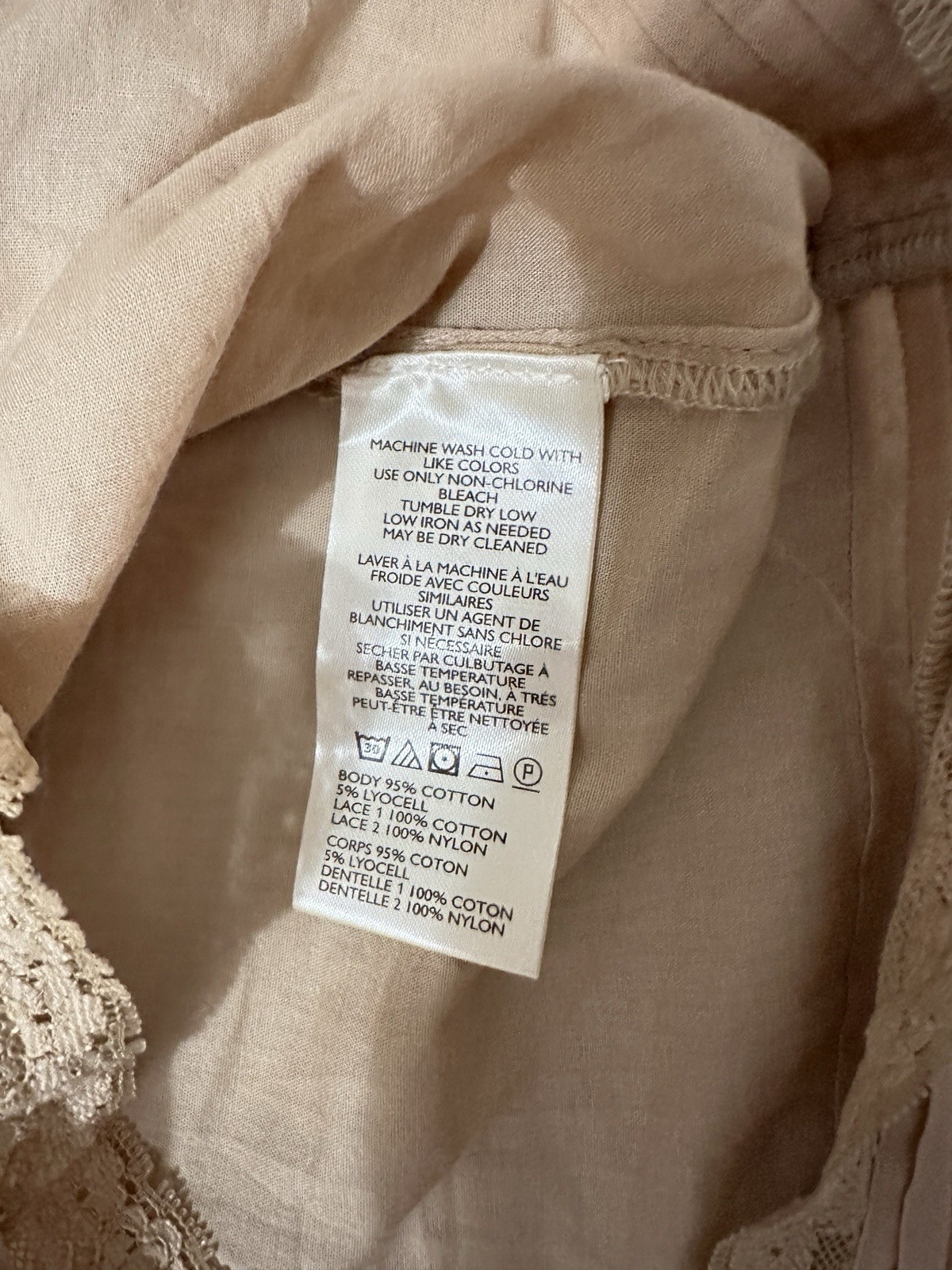 By Anthropologie Cotton Lace Ruffle Tank. Tan Color. Size: XXS (run large)