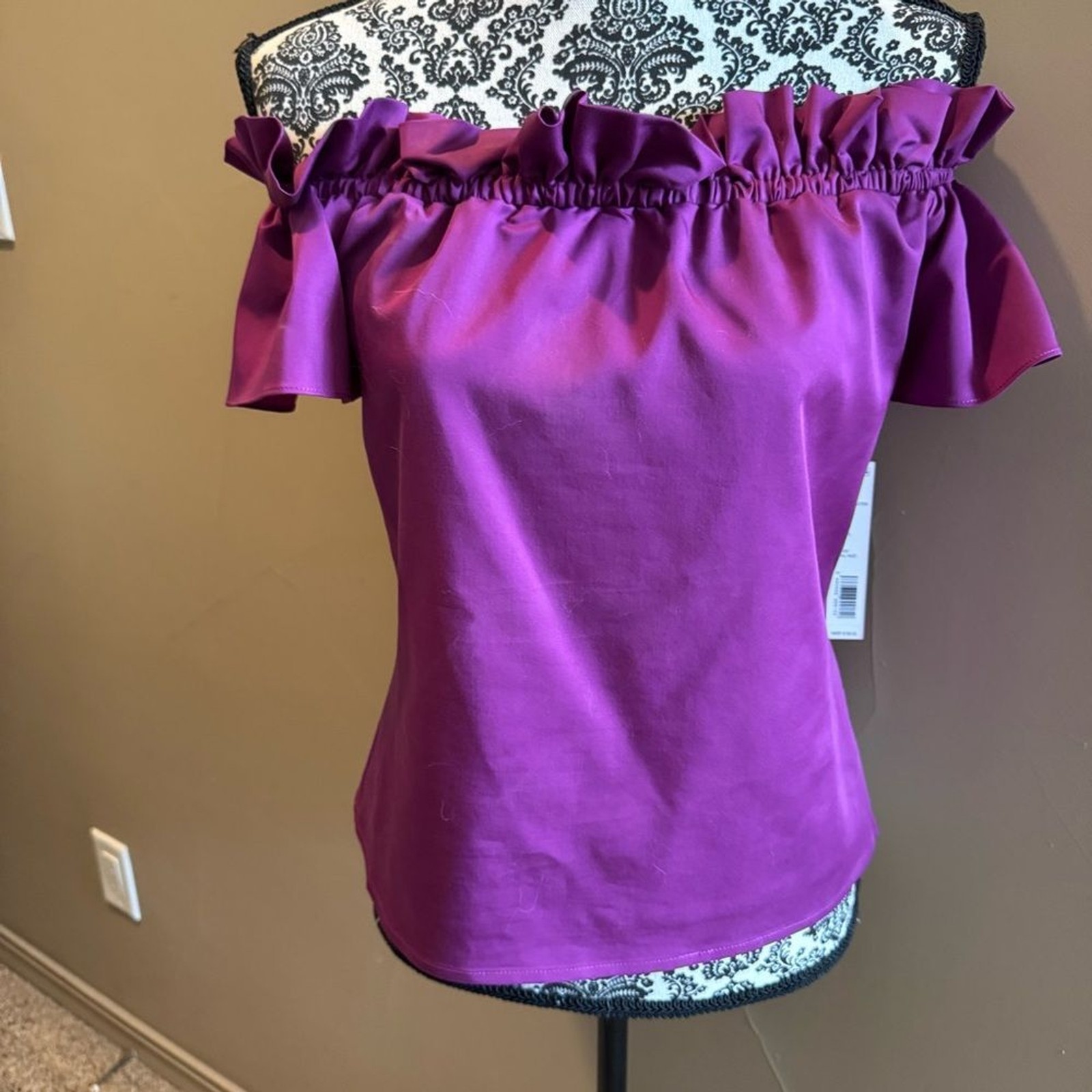 WHBM Violet Off-Shoulder Ruffle Top
