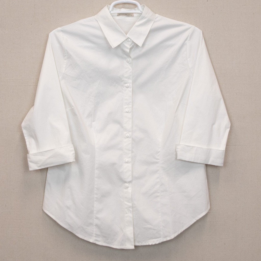 Active USA white classic basic button down shirt NWT-1X