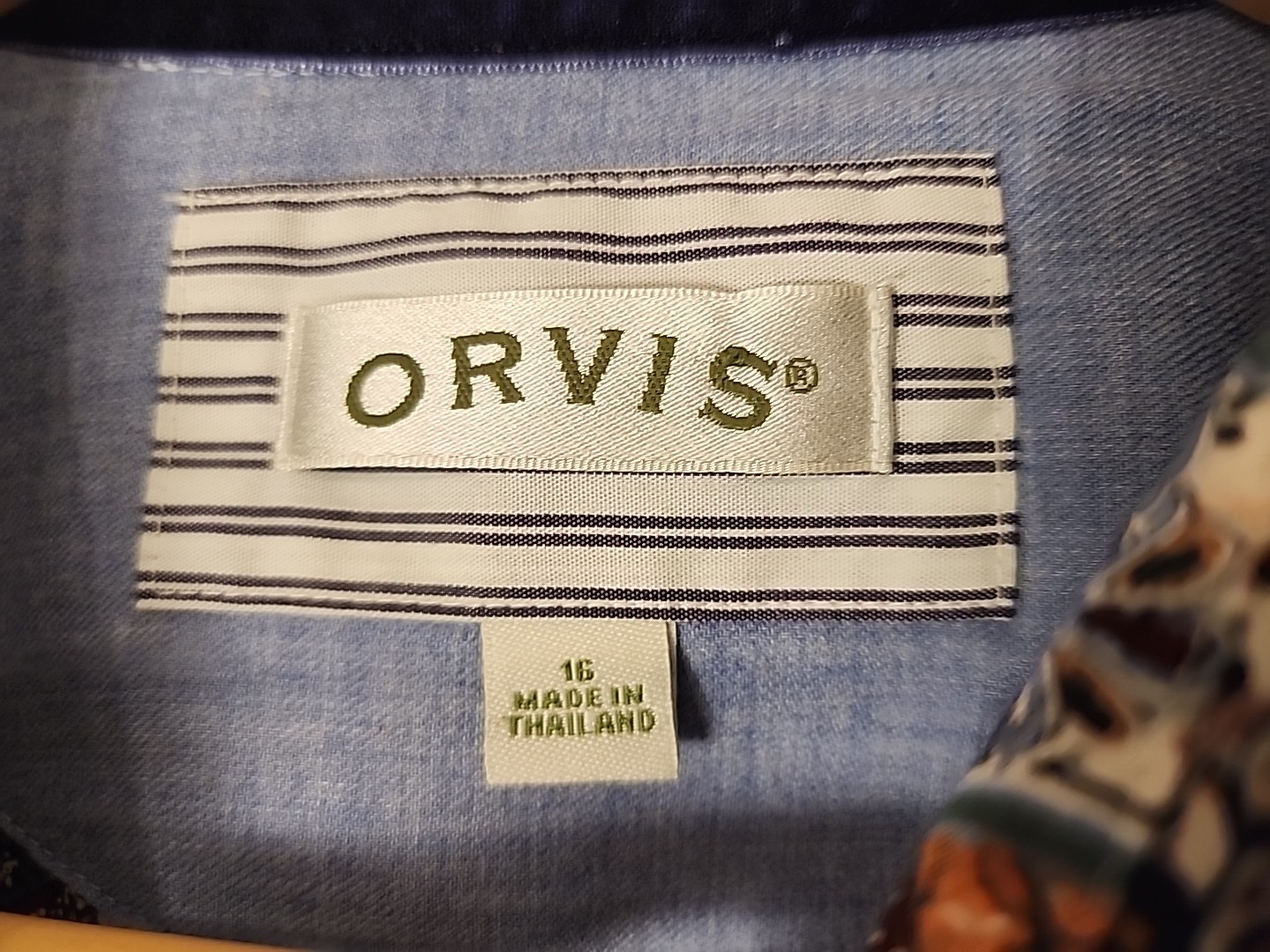 Orvis Shirt Top Khaki Green Rust Black Paisley Button Up Long Sleeve Cotton 16