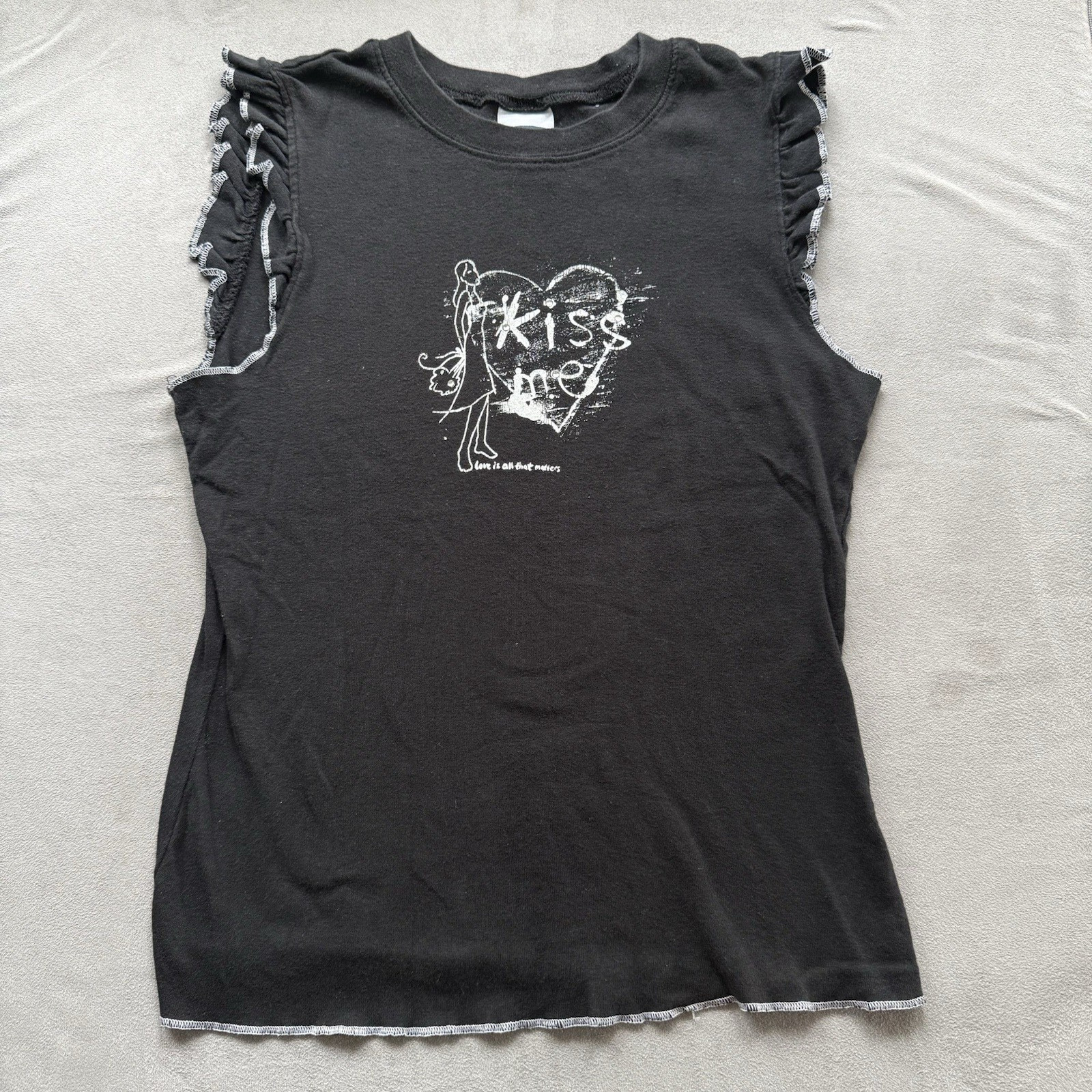 Vtg 00s Old Navy Fits Sz Small Top True Y2K 2002 ContrastStitch Fairy Grunge