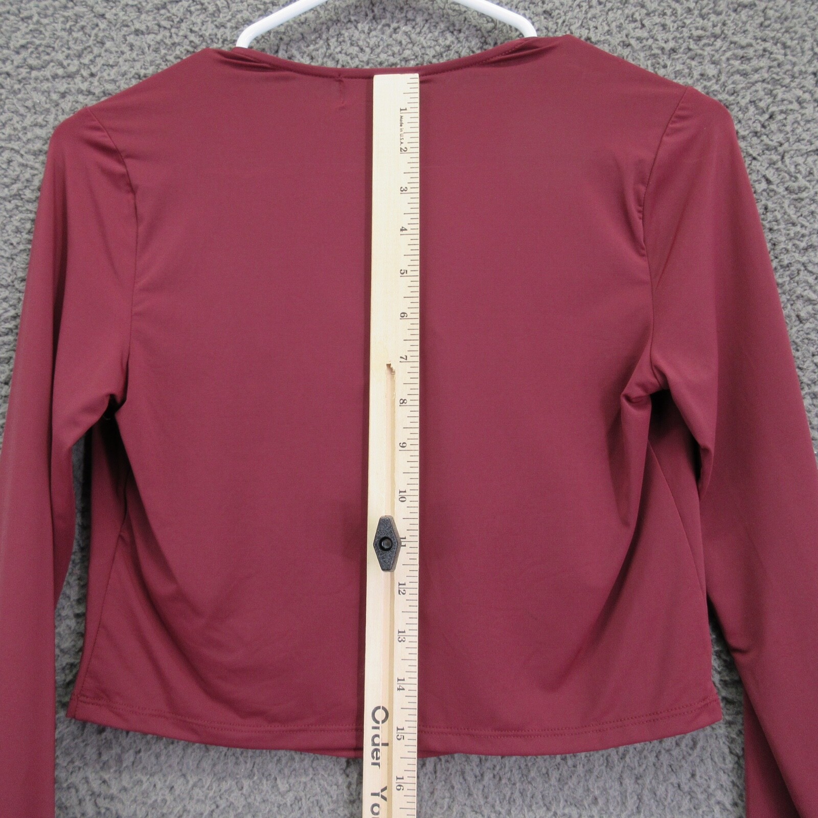 Open Edit Women’s Long Sleeve Crop Top Small Burgundy Polyamide Elastane #4680