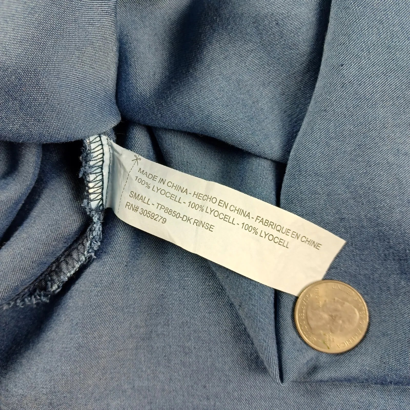 Thread & Supply Size Small Chambray Spaghetti Strap Top 100% Lyocell Blue Flowy