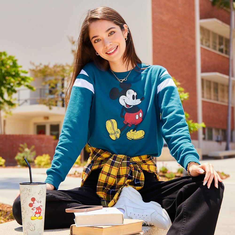 Disney Store Mickey Mouse Semi-Cropped Pullover Top Blue Womens Size XS L XL 1X
