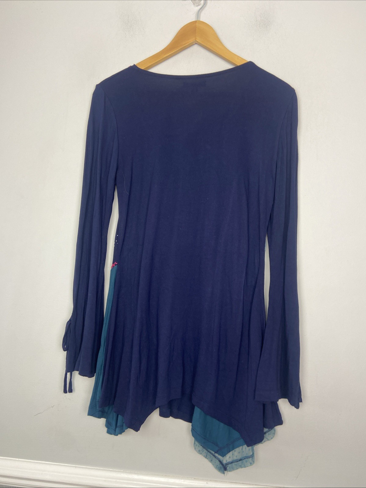 Joe Browns Top Womens Size 12 Blue Peacock Long Sleeve 90’s Y2K Floaty Gypsy