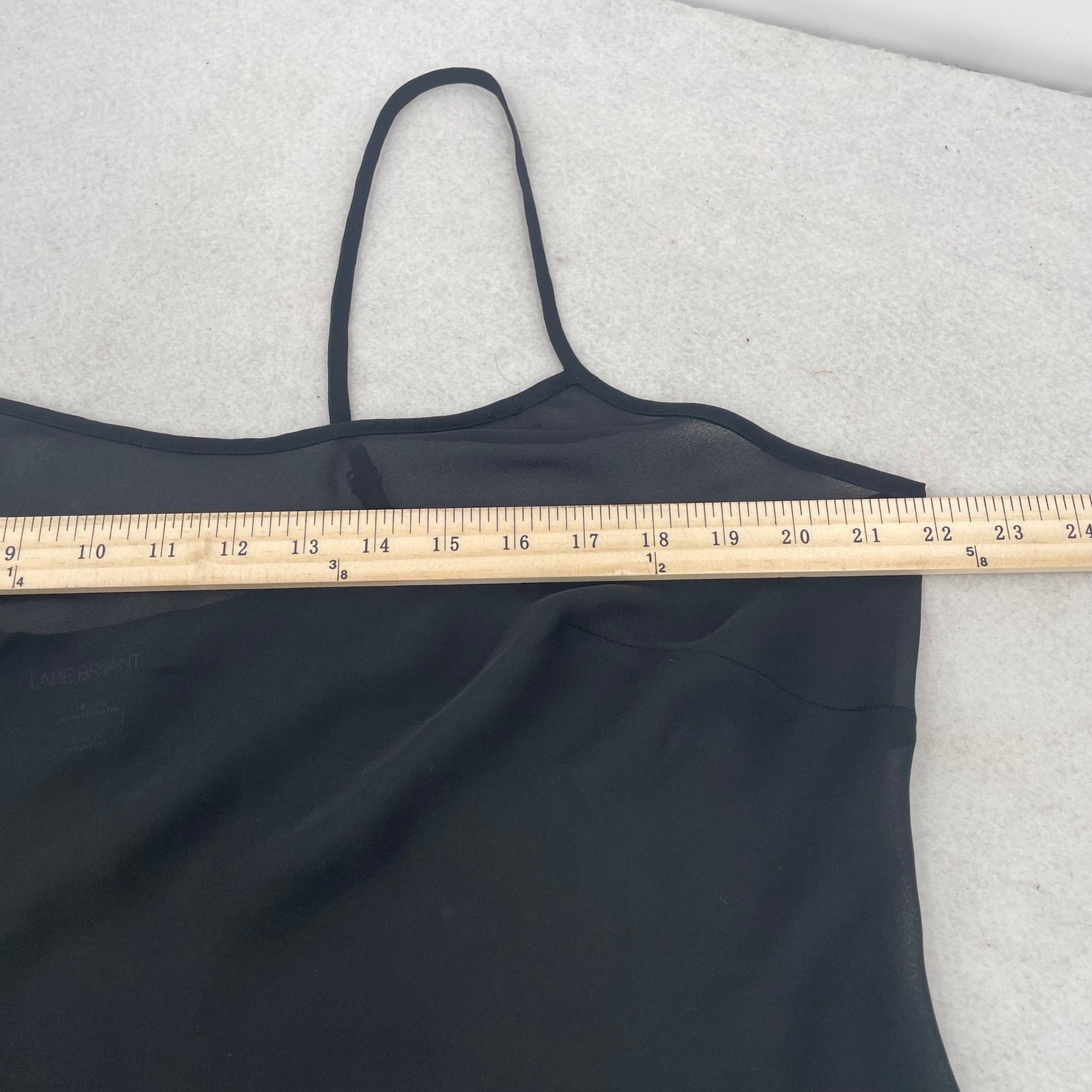 Lane Bryant Black Sheer Chiffon Camisole Adjustable Strap Tank Top Womens 18/20